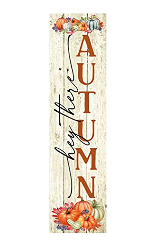 Twisted R Design Hey There Autumn Vertical Sign - Unique Vertical Fall Decor Wooden Sign, 24" Hanging/Standing Farmhouse Fall Decor, Directly Printed Home Decorations For Fall Season, Cozy Decor, 2ft