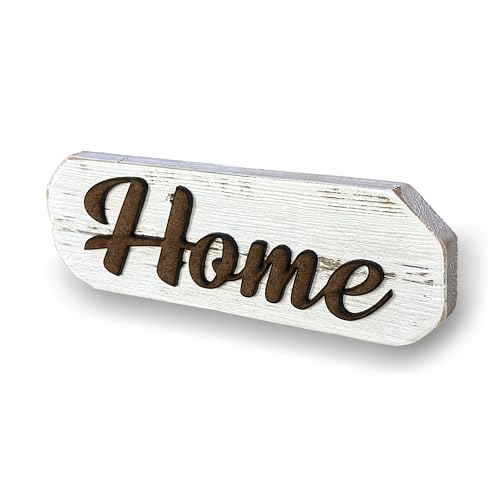 3D Sign, Made in USA, 100% Authentic Weathered Wood, Farmhouse Decor, Wall Art, Rustic Sign, Living Room Decor (White Washed Back, Home)