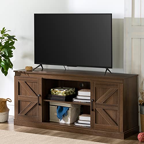 ZINUS Wade TV Stand for TVs up to 65”, Farmhouse Entertainment Center with Barn Doors, TV Stand with Storage, Living Room or Bedroom Furniture, Brown