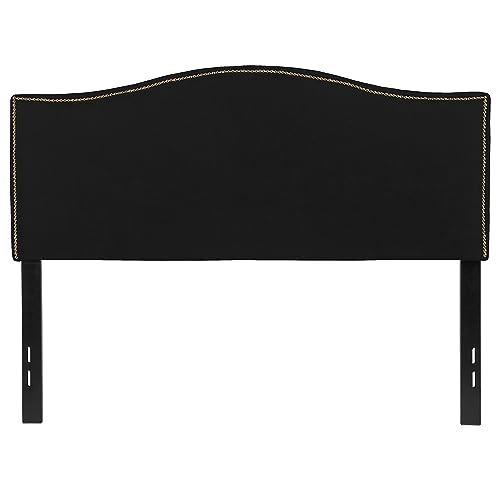 Flash Furniture Lexington Upholstered Full Size Headboard with Accent Nail Trim in Black Fabric