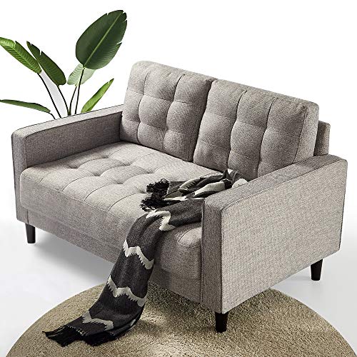 ZINUS Benton Loveseat Sofa / Grid Tufted Cushions / Easy, Tool-Free Assembly, Soft Grey