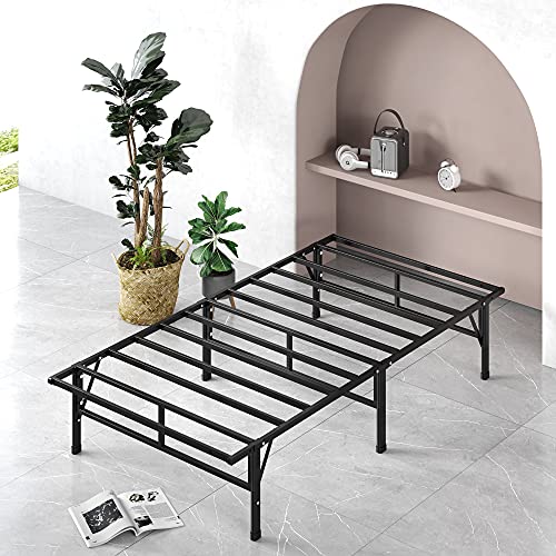 ZINUS SmartBase Compack Mattress Foundation, 14 Inch Metal Bed Frame, No Box Spring Needed, Sturdy Steel Slat Support, Narrow Twin, Black