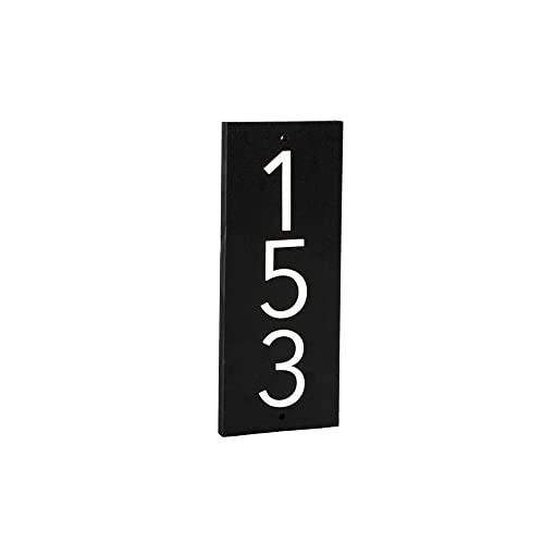 Discovered Designs Personalized Mailbox Numbers for Post (9" Vertical, Black) House Numbers for Outside Modern - Reflective or White or Black - Address Sign - Address Numbers