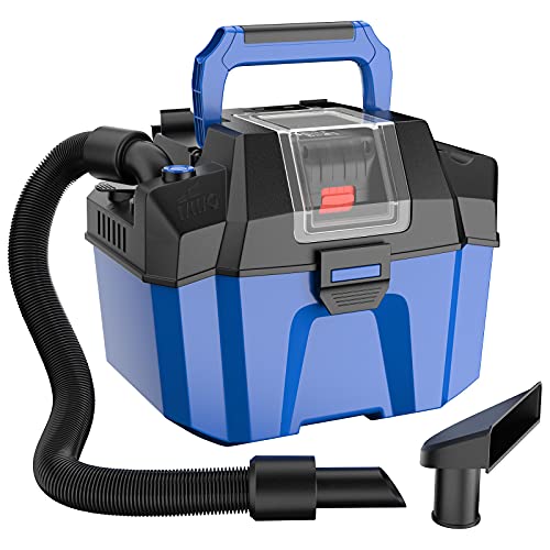 COSTWAY Wet Dry Vacuum Cleaner, 4 Peak HP 2.7 Gallon CRA Vacuum with Blower, Attachement, Rechargeable Battery, Portable Shop Vacuum Cleaner for Workshop, Car, Garage, Home (Blue)