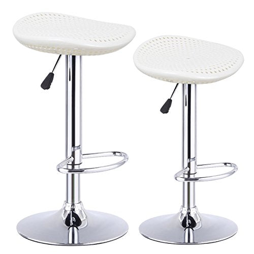 COSTWAY Bar Stool, Adjustable Swivel ABS Material Sturdy Seat Pub Air Lift Barstools Set of 2(White)