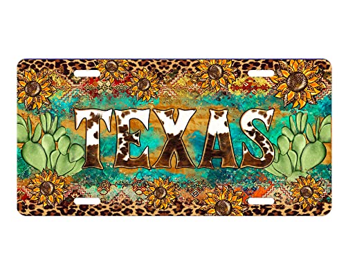 Vanity Decorative Western Aluminum Front License Plate (Texas Cactus)