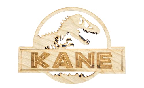 Dino Sign - Jurassic Name Sign for Kid's Room - Door Sign (18"(18"x 13 3/4" T) Inches)