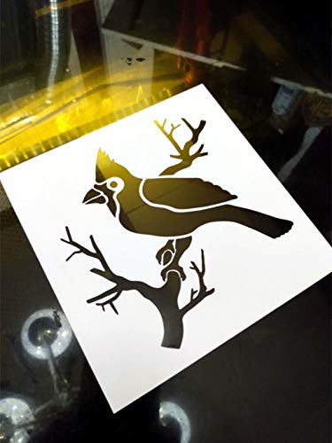 Cardinal Bird on Tree Stencil - High Impact Material - Reusable