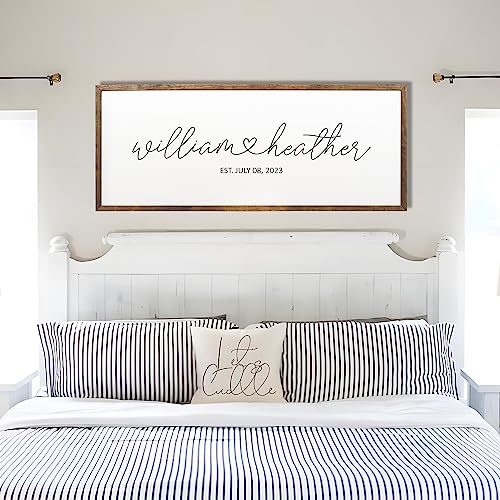 Personalized Wood Sign | Custom Names & Established Year | Unique Wedding & Anniversary Gift | Cherished Bridal Shower Surprise | Lovely Bedroom Wall Decor (Couple Names)