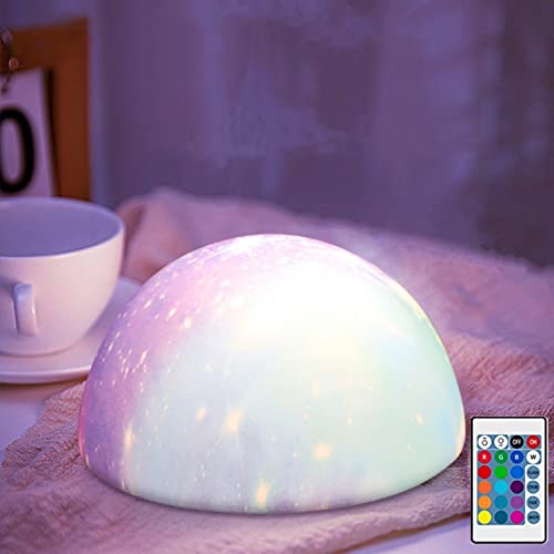 New Jellyfish Silicone Night Light, USB Rechargeable Color Pat Light, Remote Control and Touch Sensing Dual Mode/Variable 7 Color Light/Cute Bread lamp Kids Adult Gifts(Starry Sky)