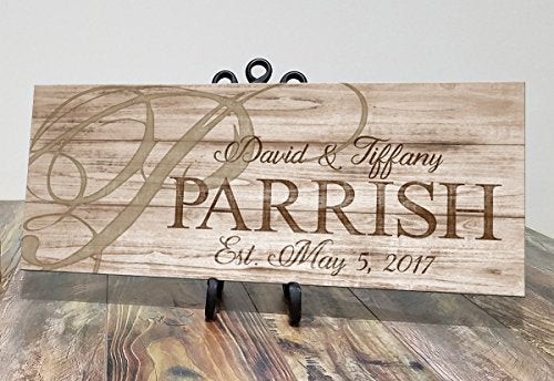 Personalized Wood Family Name Established Sign Personalized Wedding Anniversary Gift