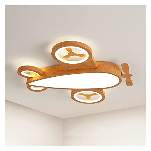 Wood Chandelier Children's Room LED Close to Ceiling Light Fixtures, Cartoon Airplane Flush Mount Ceiling Lamp Wooden Chandeliers for Boy Girl Room Kid's Bedroom Nursery (Color : Wood-dimmable)