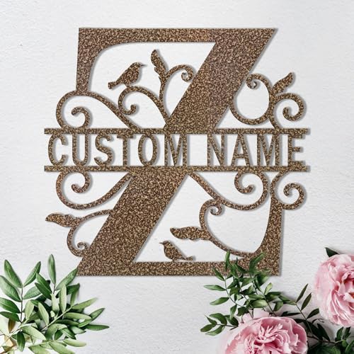 Custom Metal Signs Metal Name Sign Metal Wall Art Split Letter Monogram Wall Decor Metal Wall Art Last Name Sign Family Name Sign Personalized Wedding Gift Fire Pit Sign Outdoor Decor Cabin Sign - Z