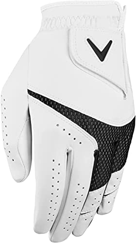 Callaway Golf Women's Weather Spann Premium Synthetic Golf Glove  (White, 2-Pack, Large, New Model , Standard, Worn on Left Hand)