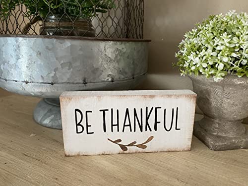 Thanksgiving Tiered Tray Be Thankful Mini Sign Block Farmhouse Tray Decorating Home Decor Wooden Painted Hanging Wall Small Sign