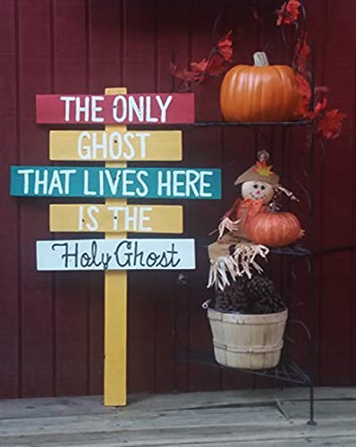 Outdoor Fall Halloween Decoration Sign The Only Ghost That Lives Here Is The Holy Ghost FL28