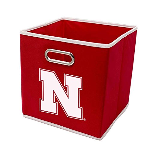 Franklin Sports NCAA Nebraska Huskers Collapsible Storage Bin - Made to Fit Storage Bin Shelf Organizers - 10.5" x 10.5"