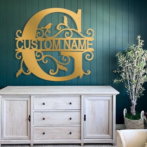 Custom Metal Signs Metal Name Sign Metal Wall Art Split Letter Monogram Wall Decor Metal Wall Art Last Name Sign Family Name Sign Personalized Wedding Gift Fire Pit Sign Outdoor Decor Cabin Sign - G