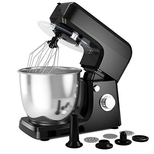 COSTWAY 3 In 1 Upgraded Stand Mixer with Stainless Steel Bowl Blender Meat Grinder Sausage Stuffer(BLACK)