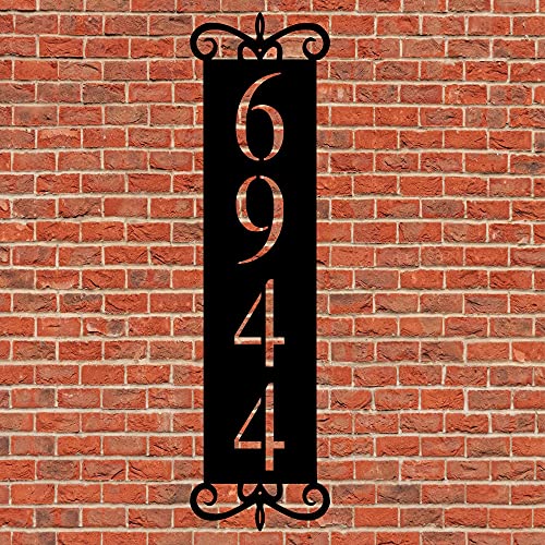 Personalized Vertical Le Fleux Address Sign by Sea Biscuit Metal Designs