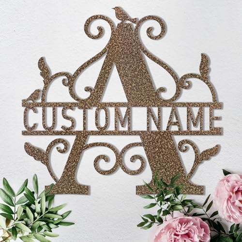 Custom Metal Signs Metal Name Sign Metal Wall Art Split Letter Monogram Wall Decor Metal Wall Art Last Name Sign Family Name Sign Personalized Wedding Gift Fire Pit Sign Outdoor Decor Cabin Sign - A