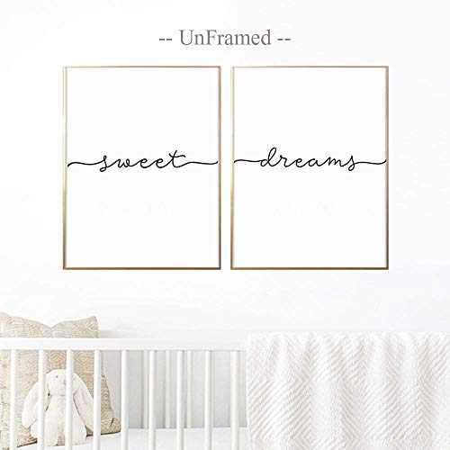 Above Crib Art, Set of 2 Prints, Minimalist Poster, Above Bed Art, Above Crib Decor, Nursery Print, Bedroom Wall Art, Sweet Dreams Print, 11x14 Inch Unframed