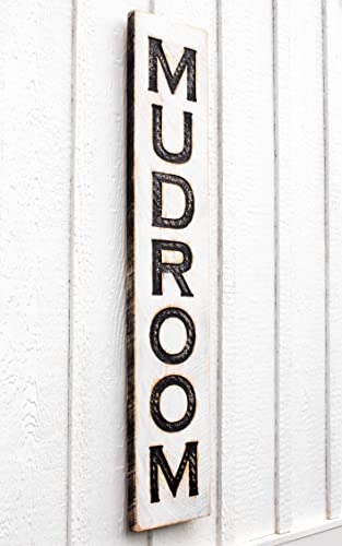 MUDROOM Sign -Vertical Carved- Large 8"x40" Rustic Farmhouse Home Decor - Carved Wood Wall Art - Vertical Entryway Charm