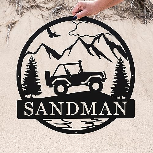 Personalized Outdoor Jeep Sign with Name | Garage Decor | Metal Car Wall Art | Mechanic Gifts | Auto Shop Decor | Jeep Lover Gift | Jeep Family