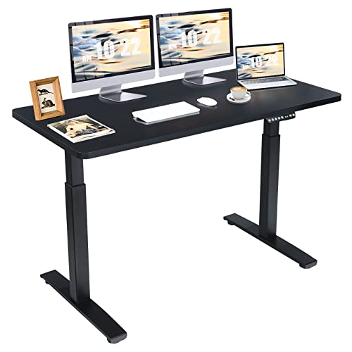 COSTWAY 55" x 28" Electric Standing Desk, Height Adjustable Sit Stand Up Table w/Solid One-Piece Desktop, Ergonomic Home Office Computer Workstation w/Quiet Motor, 4 Memory Settings (Black)