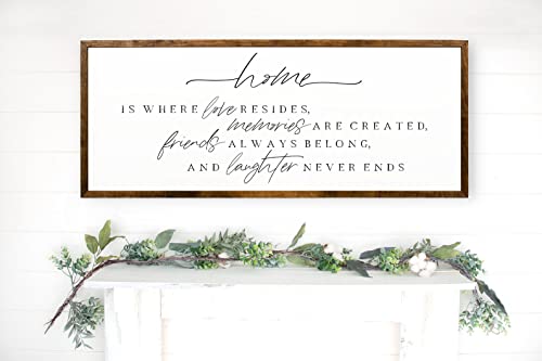 16x32 inches, Home Is Where Love Resides Wooden Sign | Rustic Handmade Wall Art | Inspirational Quote Decor | Farmhouse Style | Family Memories | Unique Gift Idea | Distressed Wood