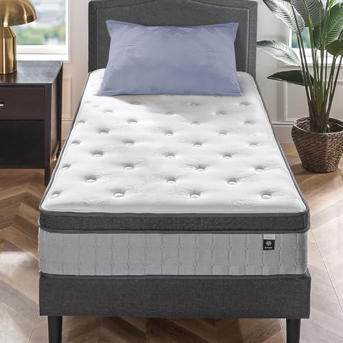 ZINUS 12 Inch Comfort Support Cooling Gel Hybrid Mattress, Tight Top Innerspring Mattress, Motion Isolating Pocket Springs, Mattress-in-a-Box, Twin