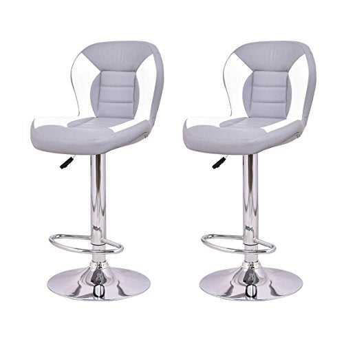 COSTWAY Adjustable Swivel Bar Stool PU Leather Comfortable Modern Armless Chair Set of 2