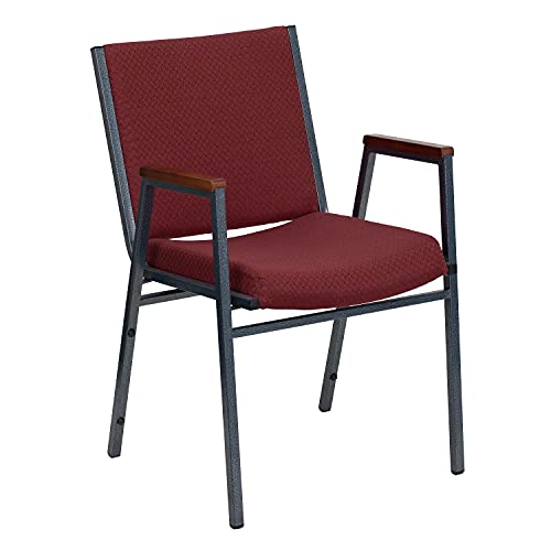 Flash Furniture 4 Pack HERCULES Series Heavy Duty Burgundy Patterned Fabric Stack Chair with Arms