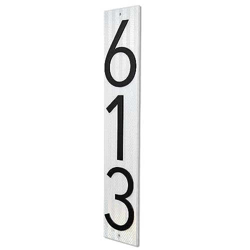 Discovered Designs – Fits on 4x4 Mailbox Post - Custom Address Number Sign – Reflective or Black or White – Made in USA (Reflective)