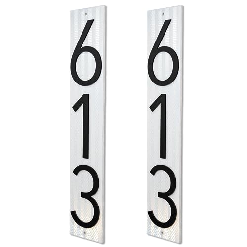 Discovered Designs – Fits on 4x4 Mailbox Post - Custom Address Number Sign – Reflective or Black or White – Made in USA (Reflective - Pack of 2)