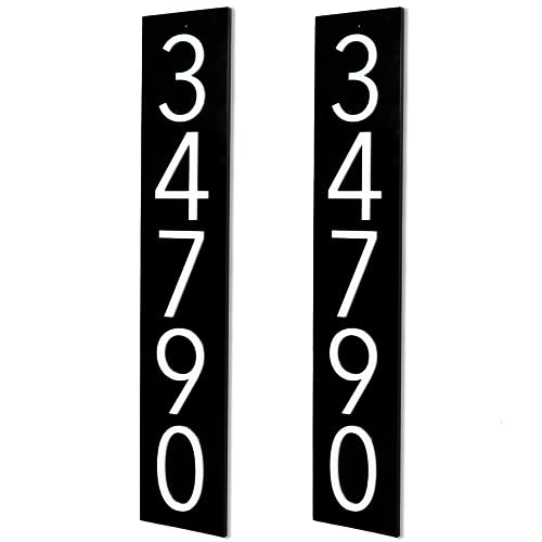 Discovered Designs – Fits on 4x4 Mailbox Post - Custom Address Number Sign – Reflective or Black or White – Made in USA (Black - Pack of 2)