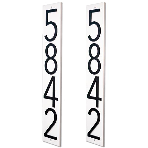 Discovered Designs – Fits on 4x4 Mailbox Post - Custom Address Number Sign – Reflective or Black or White – Made in USA (White - Pack of 2)