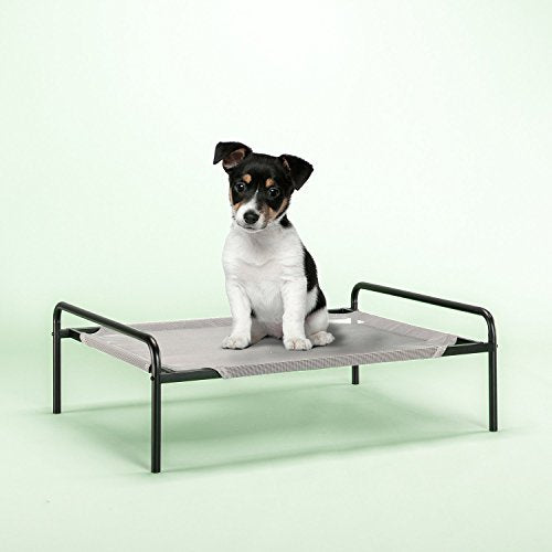 Zinus Elevated Metal Framed Comfort Pet Bed Small in Grey
