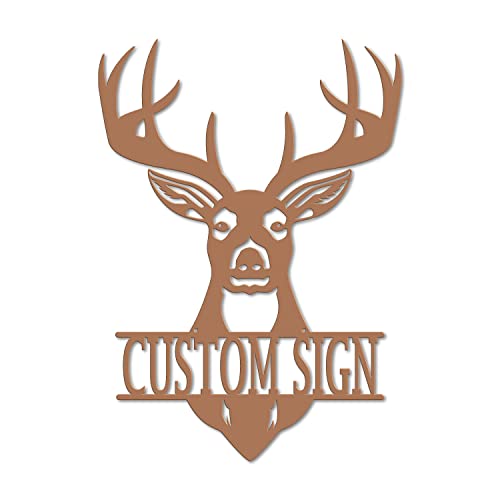 Deer Head Custom Metal Sign (18" H x 13" W, Copper)