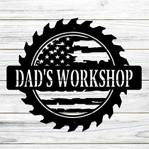 Custom American Flag Workshop Sign | Metal Shop Sign |Dad Shop | Garage Sign | USA | Pop Pop (24", Bronze)