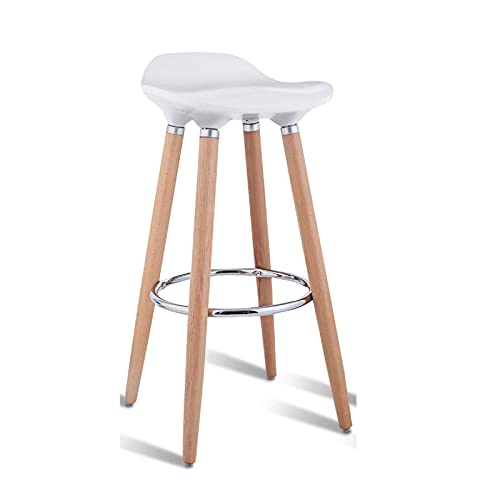 COSTWAY Bar Stools, Modern Comfortable Barstools, Counter Height Bistro Pub Backless Armless Barstools Bar Height with Wooden Legs for Home Kitchen Dining Room, White