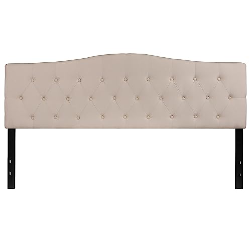 Flash Furniture Cambridge Tufted Upholstered King Size Headboard in Beige Fabric