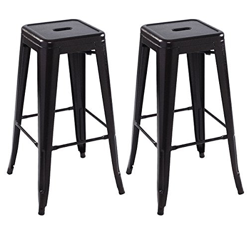 COSTWAY Set of 2 Metal Steel Bar Stools Vintage Antique Style Counter Bar Stool (Copper)