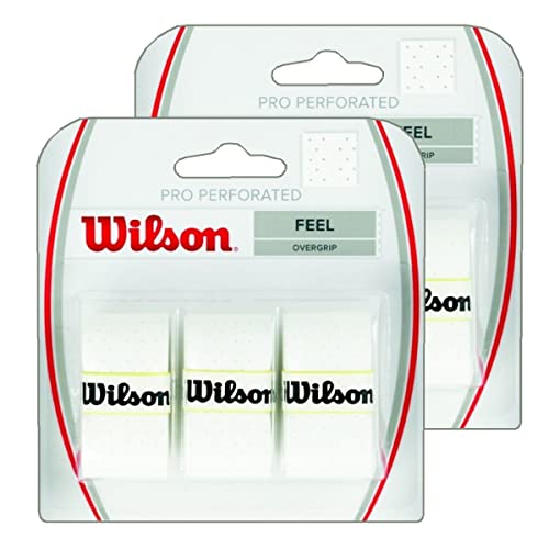 2 of Wilson Pro Perforated Overgrip 3 Pack - Total 6 Strips - White