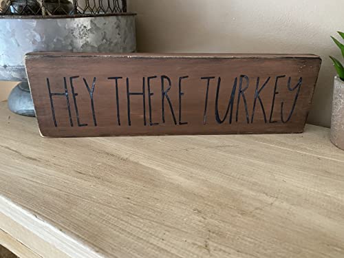 Thanksgiving Hey There Turkey Tiered Tray Sign Block Farmhouse Tray Decorating Home Decor Wooden Painted Hanging Wall Small Sign