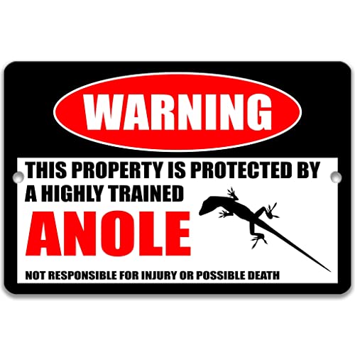 Funny Anole Sign, Reptile Cage Accessories, Pet Lizard Warning Metal Sign