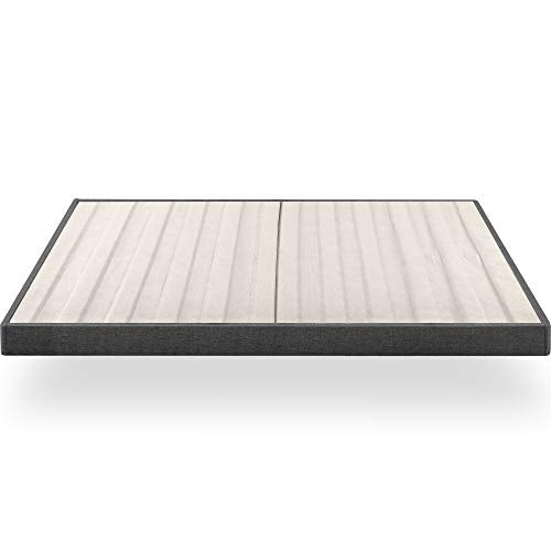 ZINUS Upholstered Metal and Wood Box Spring / 4 Inch Mattress Foundation / Easy Assembly / Fabric Paneled Design, King, Grey