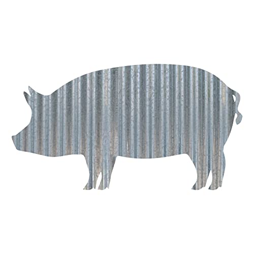 Rustic 3D Corrugated Metal Animal Signs (Pig, 24 Inch)