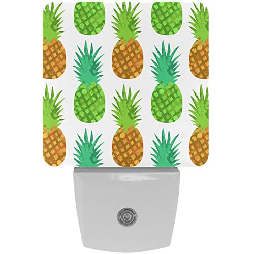 2 Pack Plug-in Nightlight LED Night Light Bright Juicy Pineapples, Dusk-to-Dawn Sensor for Kid's Room Bathroom, Nursery, Kitchen, Hallway