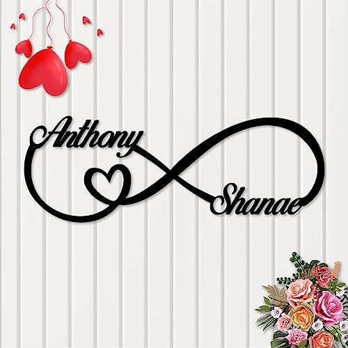 Custom Infinity Heart Metal Name Sign, Personalized Family Name Sign Metal Wall Art Decor Customized Engagement Wedding Gifts for Valentine's Day, Anniversary Wall Décor